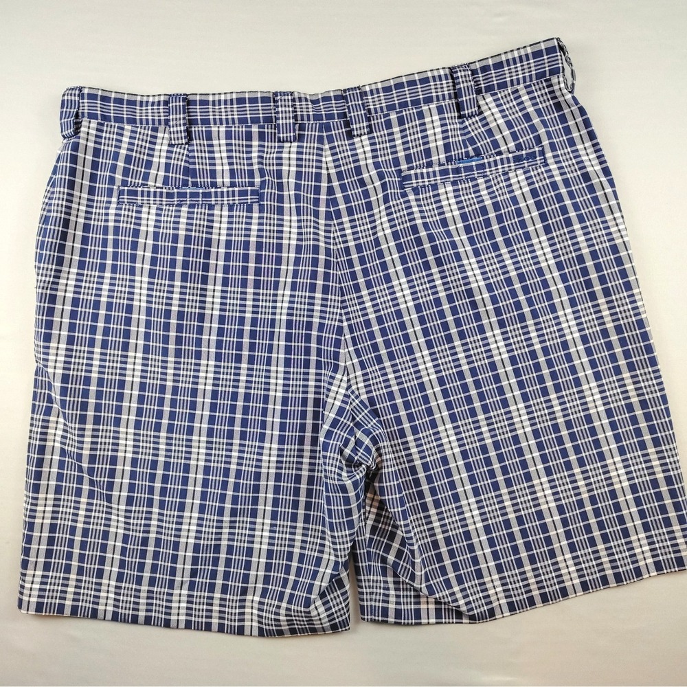 IZOD PerformX Golf Shorts Men's 42 Blue Plaid Performance Stretch Flat Front - Picture 11 of 13